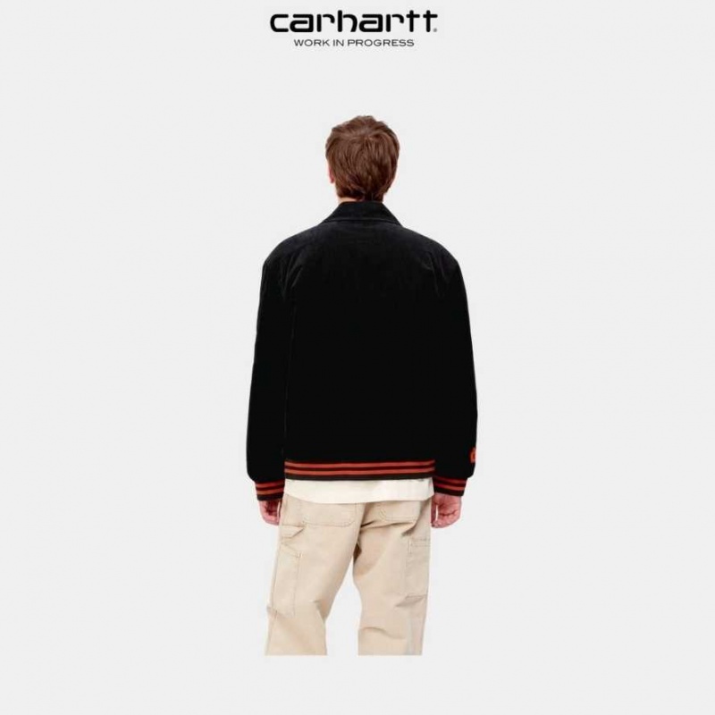 Carhartt Wip Letterman Jacket Black / Brick | IN0000047