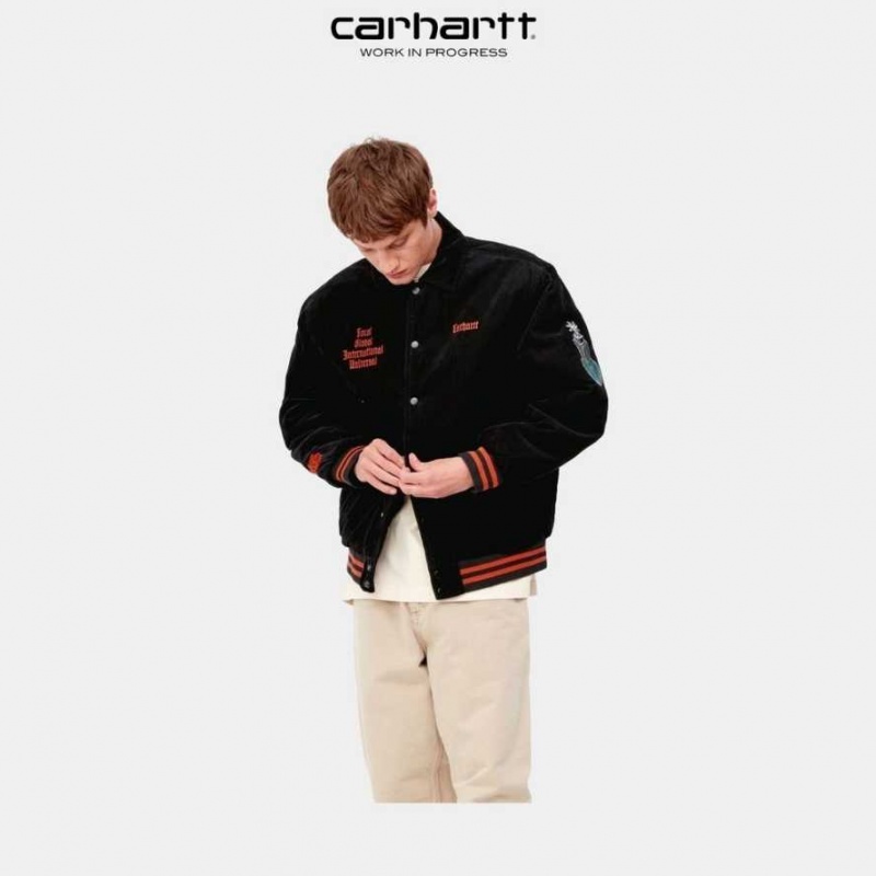 Carhartt Wip Letterman Jacket Black / Brick | IN0000047