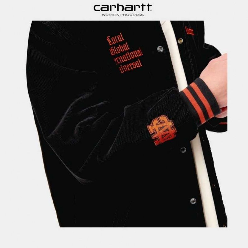 Carhartt Wip Letterman Jacket Black / Brick | IN0000047