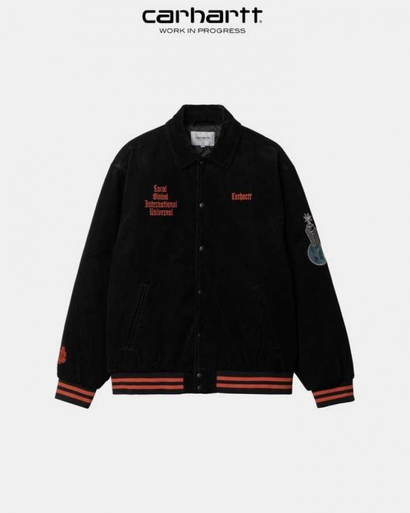 Carhartt Wip Letterman Jacket Black / Brick | IN0000047