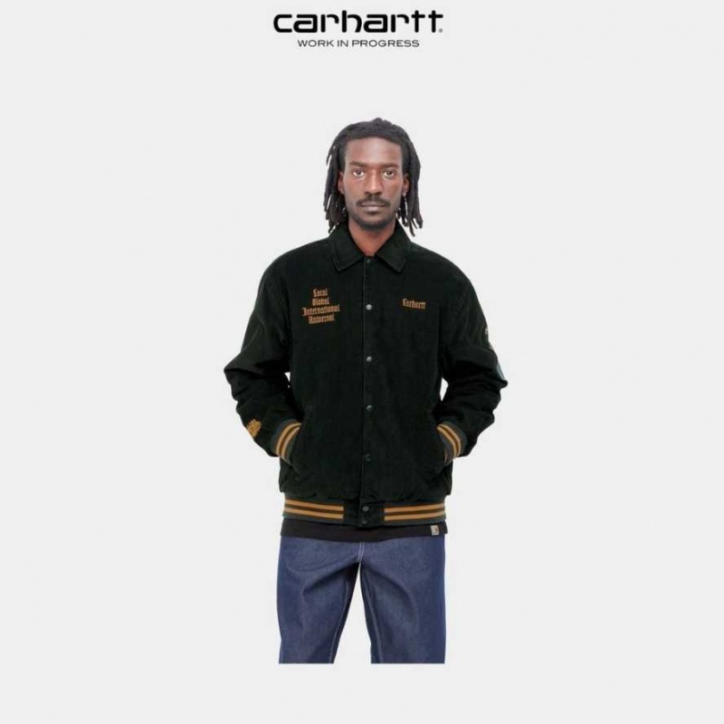 Carhartt Wip Letterman Jacket Dark Cedar / Ochre | IN0000048