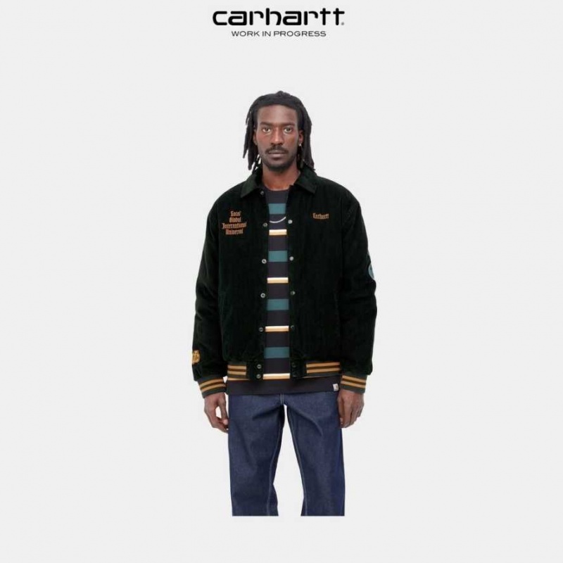 Carhartt Wip Letterman Jacket Dark Cedar / Ochre | IN0000048