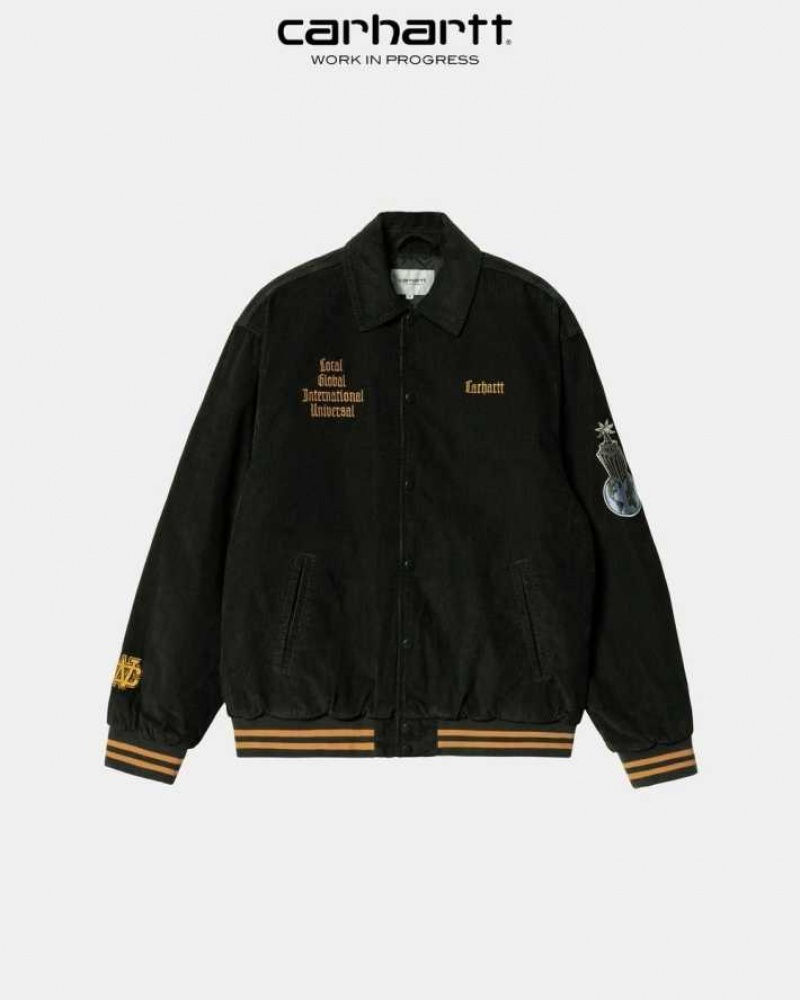 Carhartt Wip Letterman Jacket Dark Cedar / Ochre | IN0000048