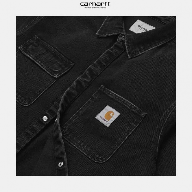 Carhartt Wip Salinac Shirt Jacket Black (stone washed) | IN0000096