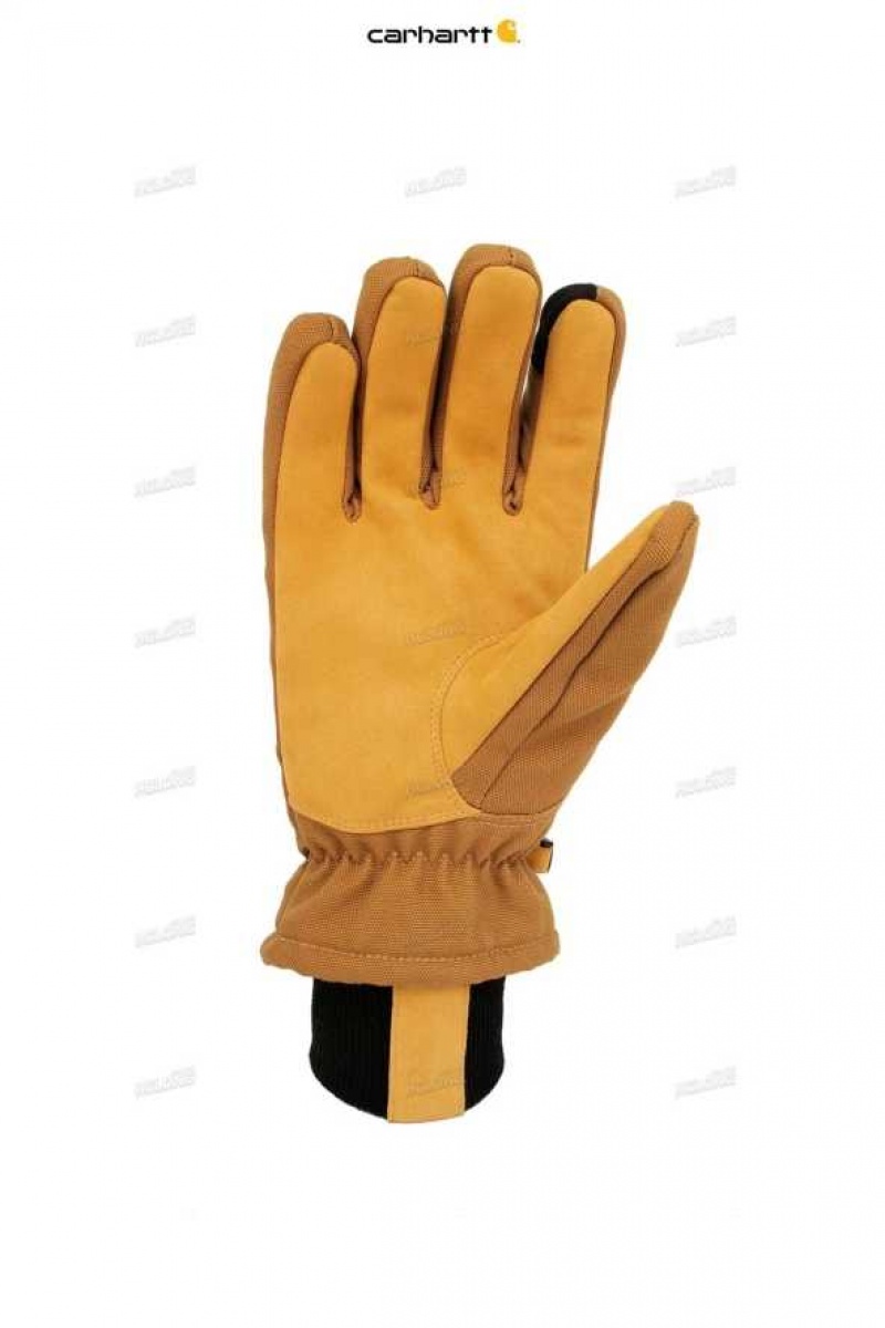 Carhartt Womens Insulated Duck Synthetic Leather Knit Cuff Glove Brown | IN0002535