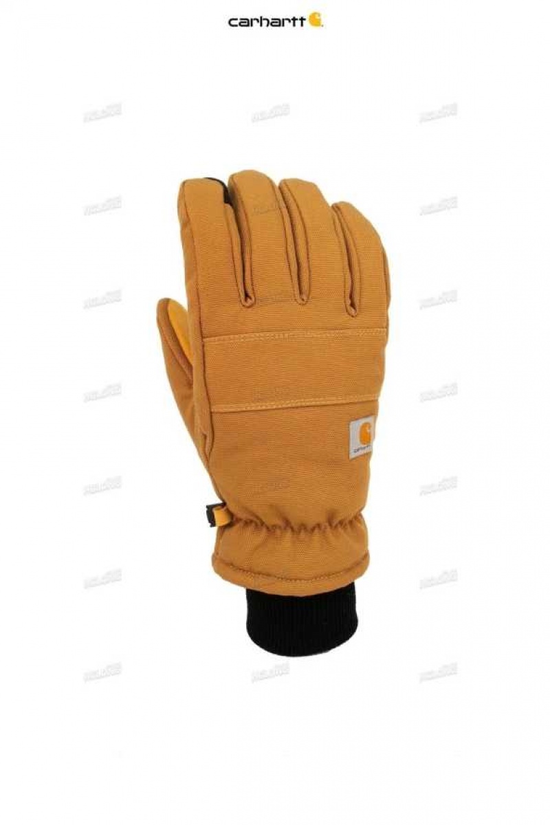 Carhartt Womens Insulated Duck Synthetic Leather Knit Cuff Glove Brown | IN0002535