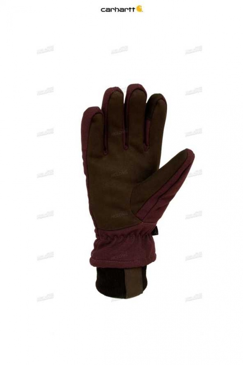 Carhartt Womens Insulated Duck Synthetic Leather Knit Cuff Glove DEEP WINE | IN0002537