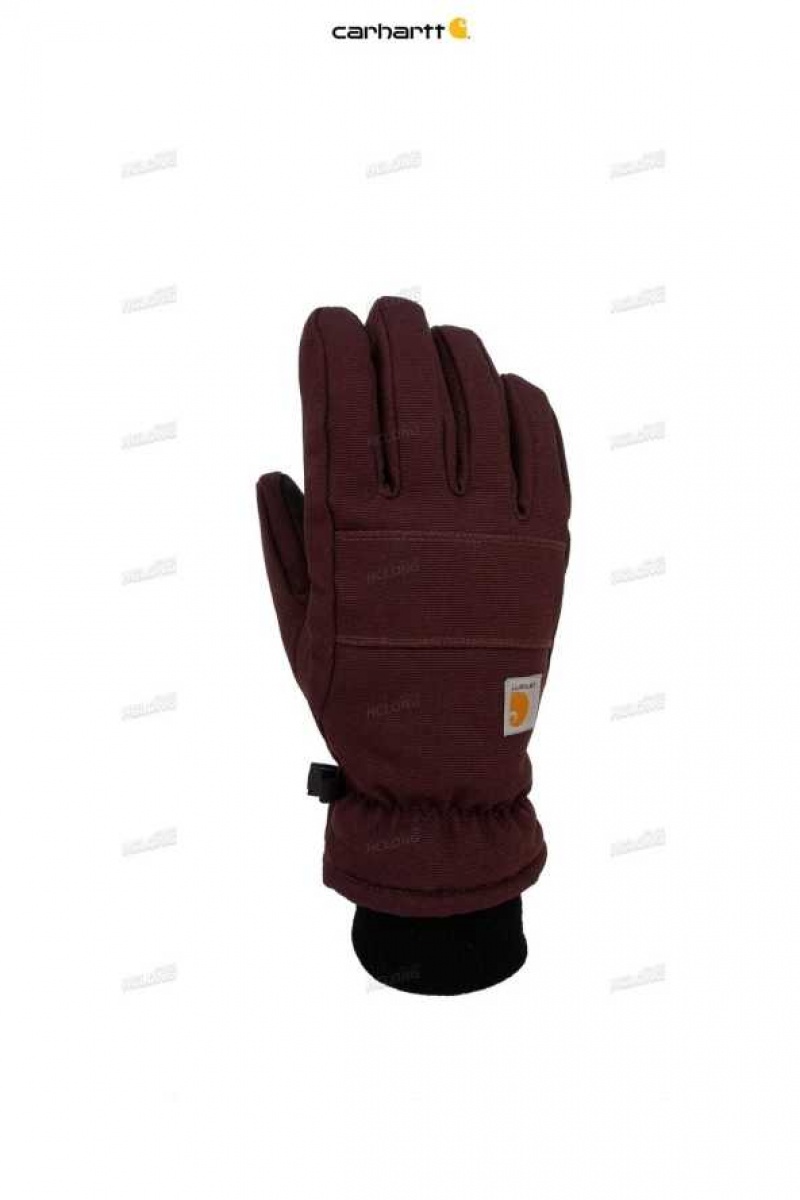 Carhartt Womens Insulated Duck Synthetic Leather Knit Cuff Glove DEEP WINE | IN0002537